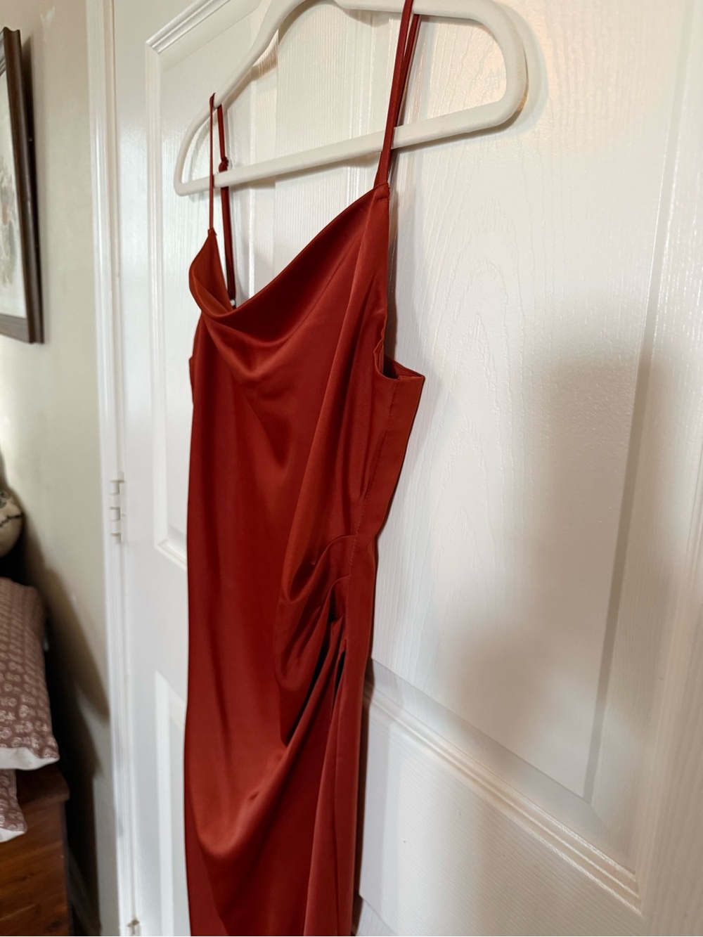 Lulu's Satin Cowl Midi Dress - Rust